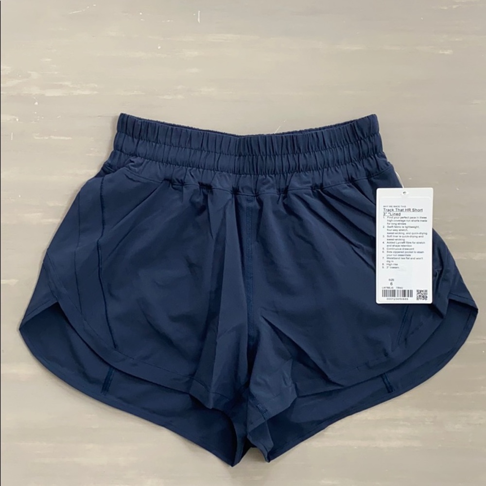 NWT Lululemon Track That HR Short 3” Lined Navy 6